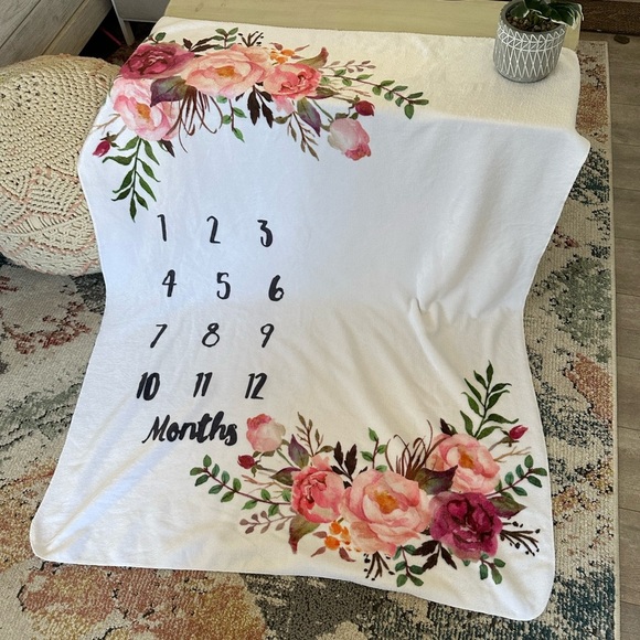 New Floral Baby Gurl Milestone Blanket 40x50” Baby Girl Milestone Blanket Floral - Picture 4 of 16